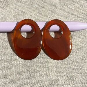Red Cornelian Oval Polished Disc Earring Charms